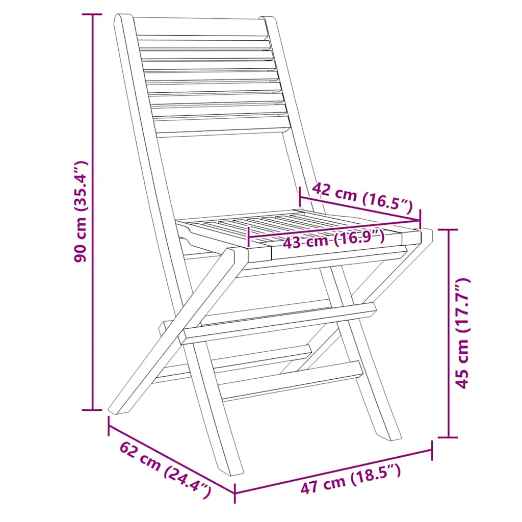 Folding Garden Chairs 4 pcs 47x62x90 cm Solid Wood Teak