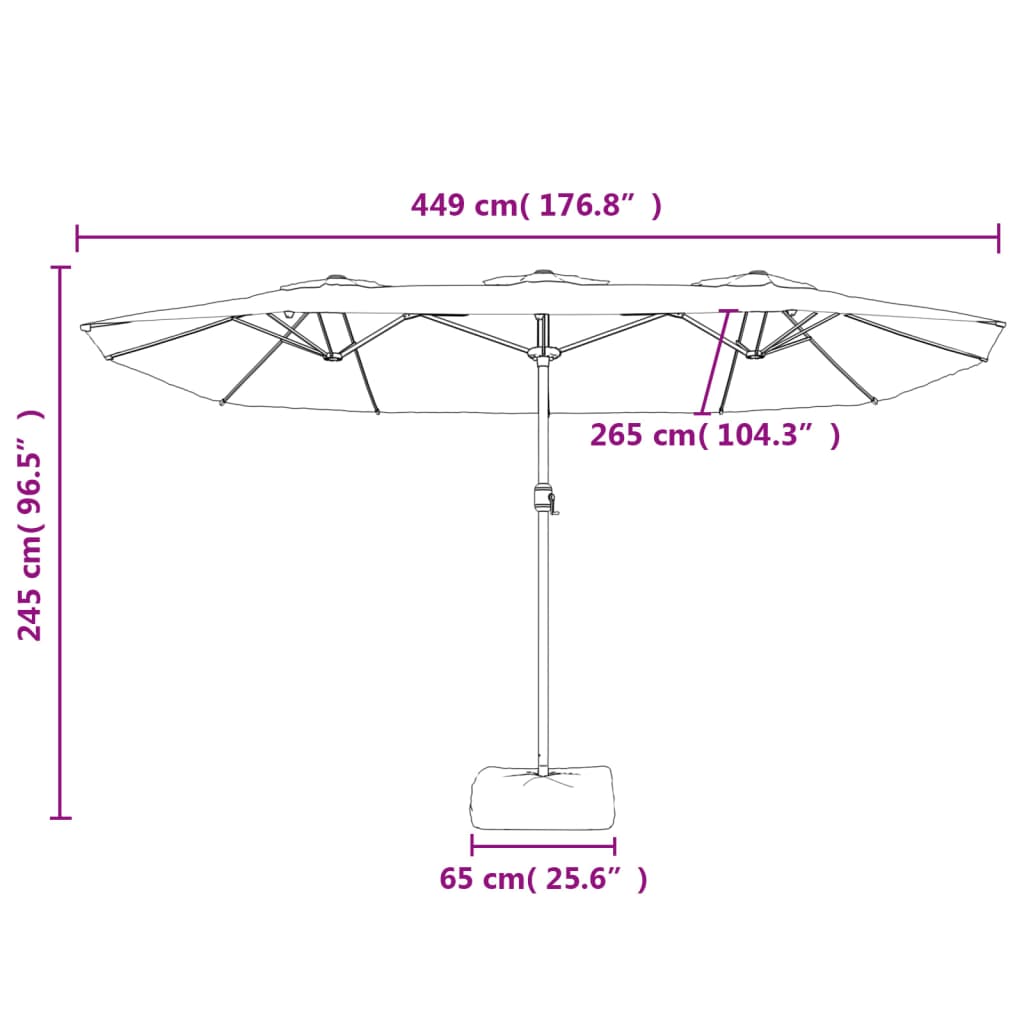 Double-Head Parasol Green 449x265 cm