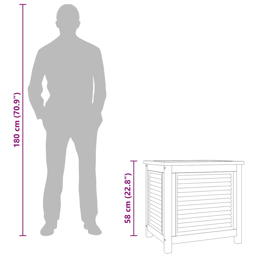 Garden Storage Box with Bag 60x50x58 cm Solid Wood Teak