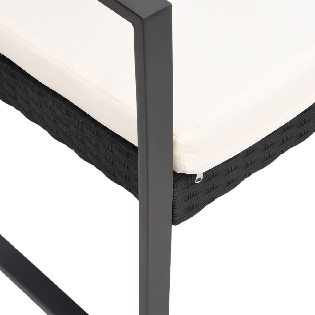 3 piece Garden Dining Set with Cushions Black PP Rattan