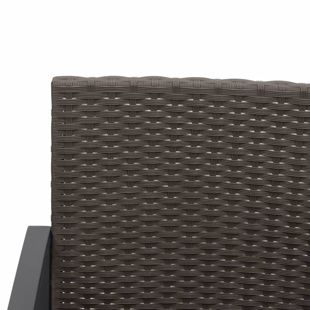 2-Seater Garden Bench with Cushions Brown PP Rattan