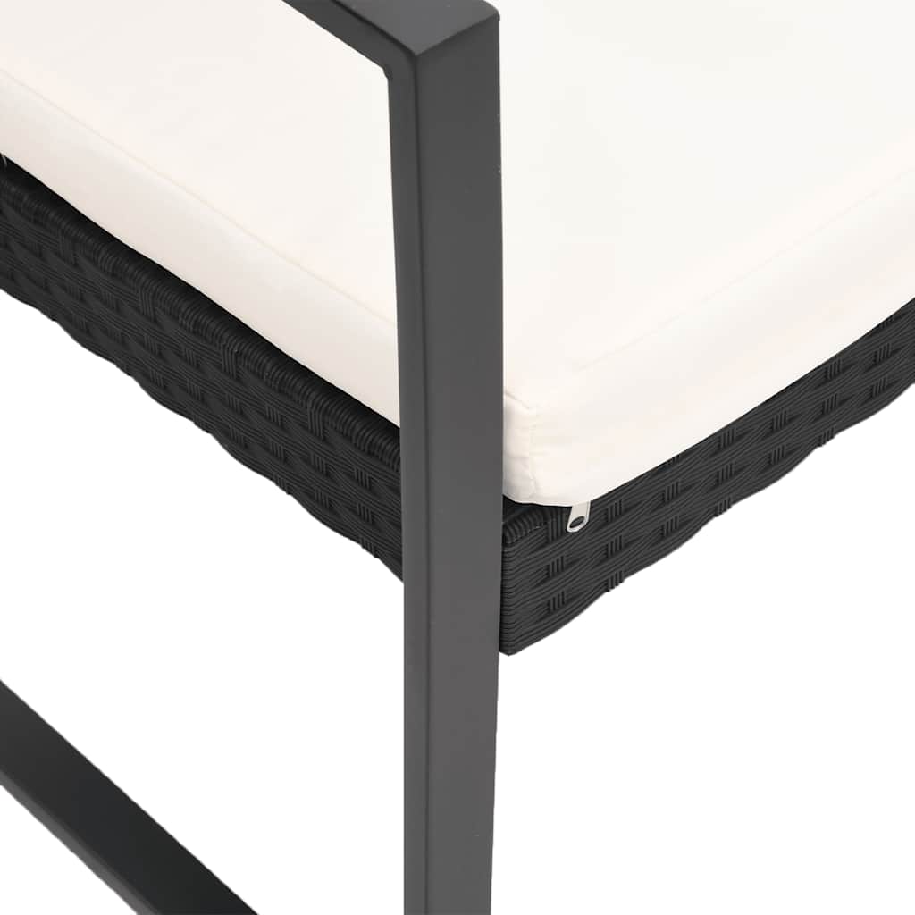 5 piece Garden Dining Set with Cushions Black PP Rattan