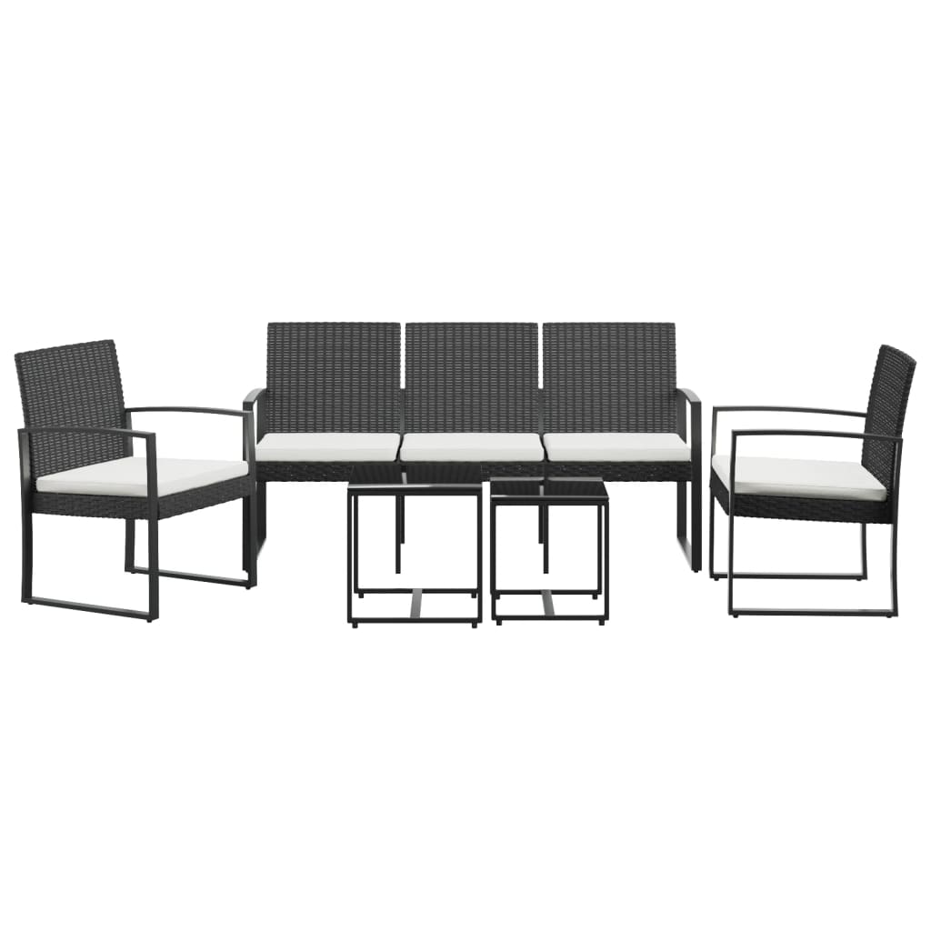 5 piece Garden Dining Set with Cushions Black PP Rattan