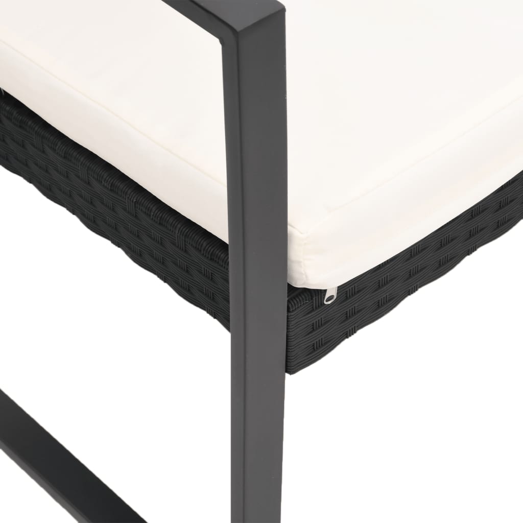 5 piece Garden Dining Set with Cushions Black PP Rattan