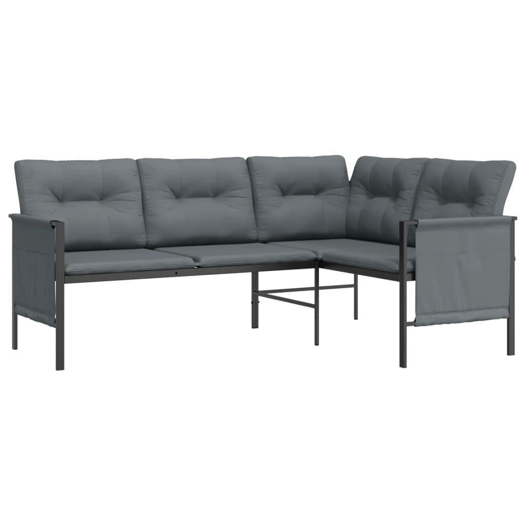 Garden Corner Sofa Anthracite Steel and Textilene