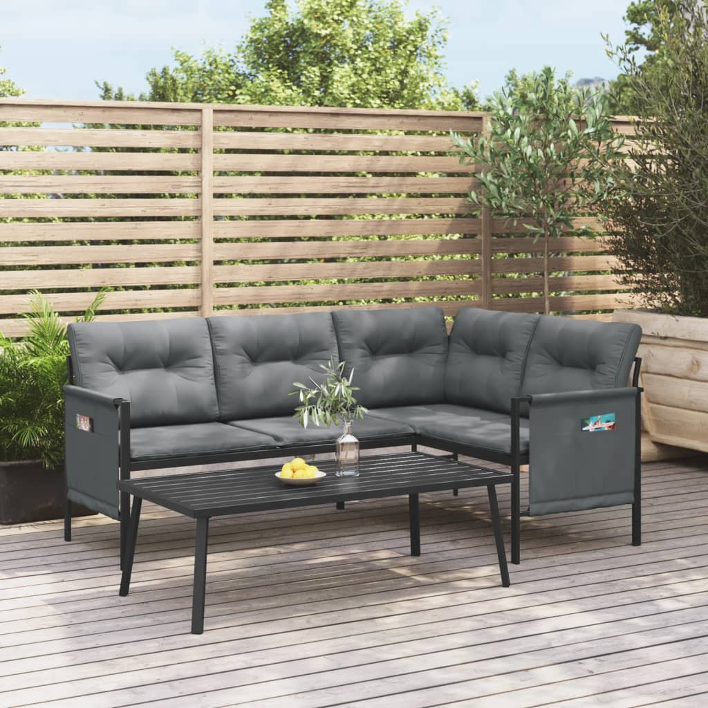 Garden Corner Sofa Anthracite Steel and Textilene