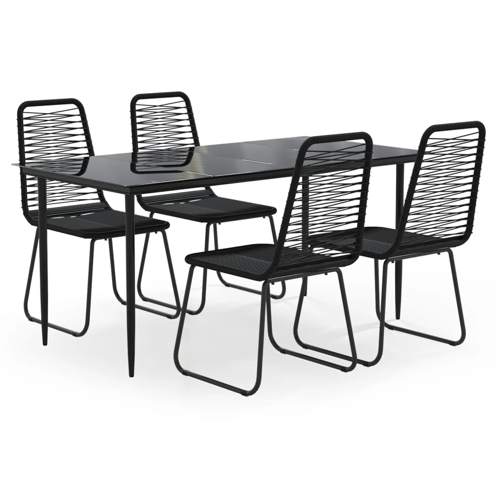 5 Piece Garden Dining Set Black