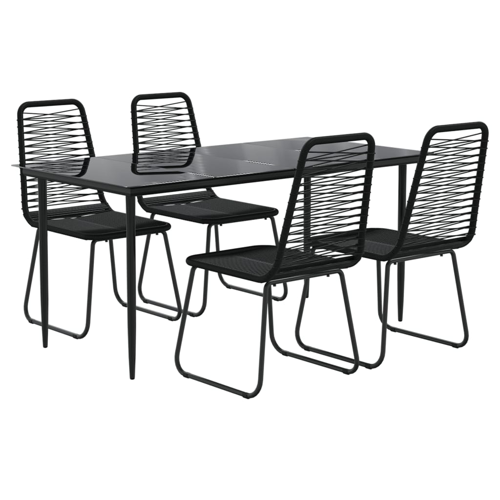 5 Piece Garden Dining Set Black