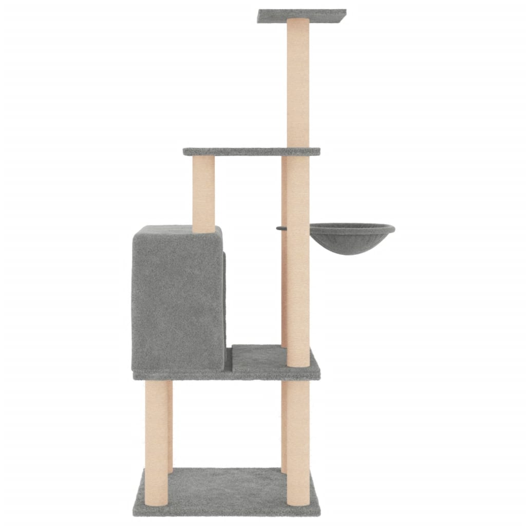 Cat Tree with Sisal Scratching Posts Light Grey 132 cm