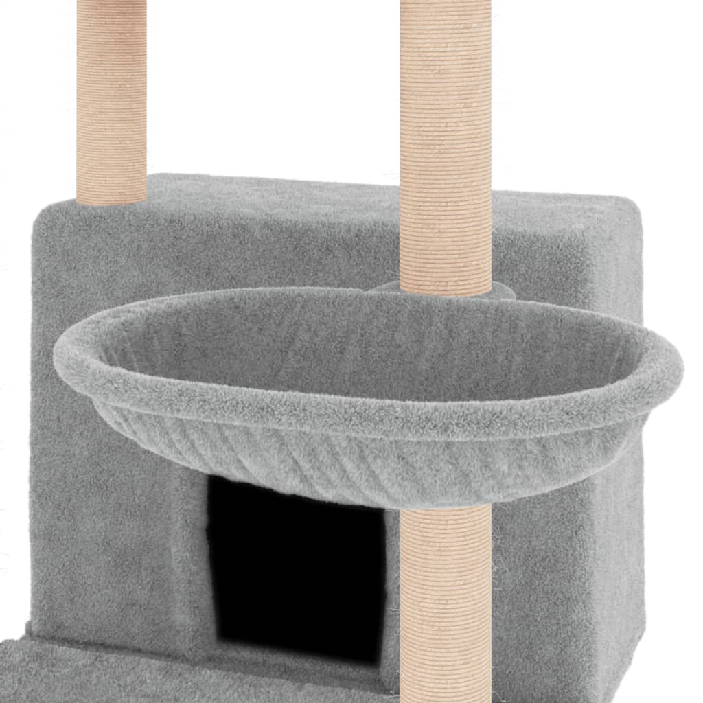 Cat Tree with Sisal Scratching Posts Light Grey 132 cm