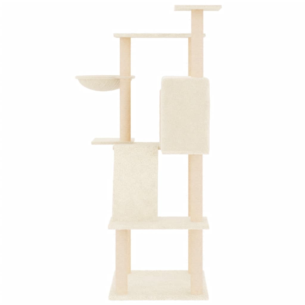 Cat Tree with Sisal Scratching Posts Cream 143 cm