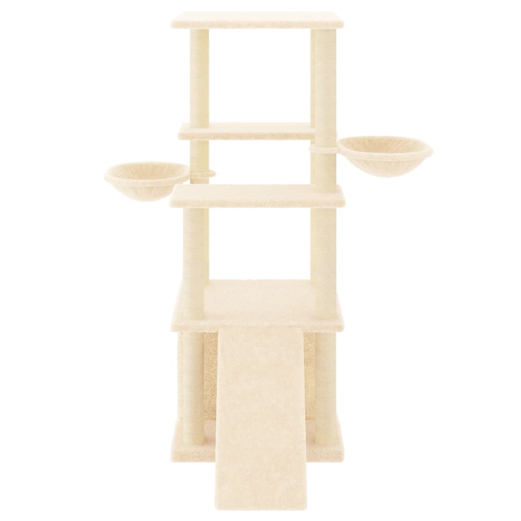 Cat Tree with Sisal Scratching Posts Cream 133 cm
