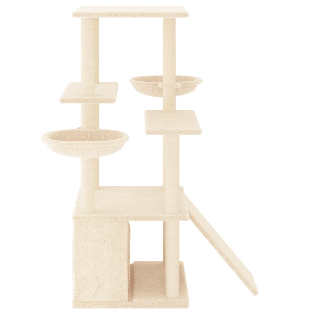 Cat Tree with Sisal Scratching Posts Cream 133 cm