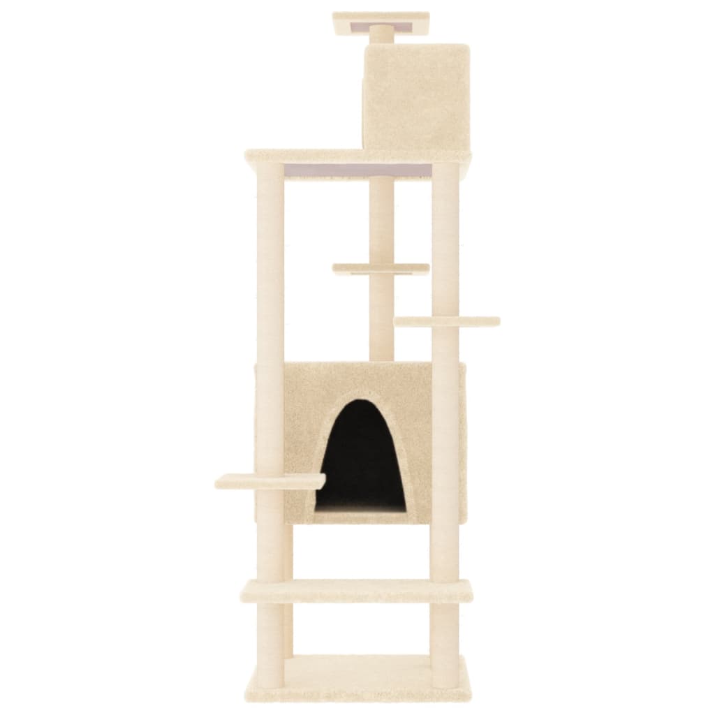 Cat Tree with Sisal Scratching Posts Cream 154 cm