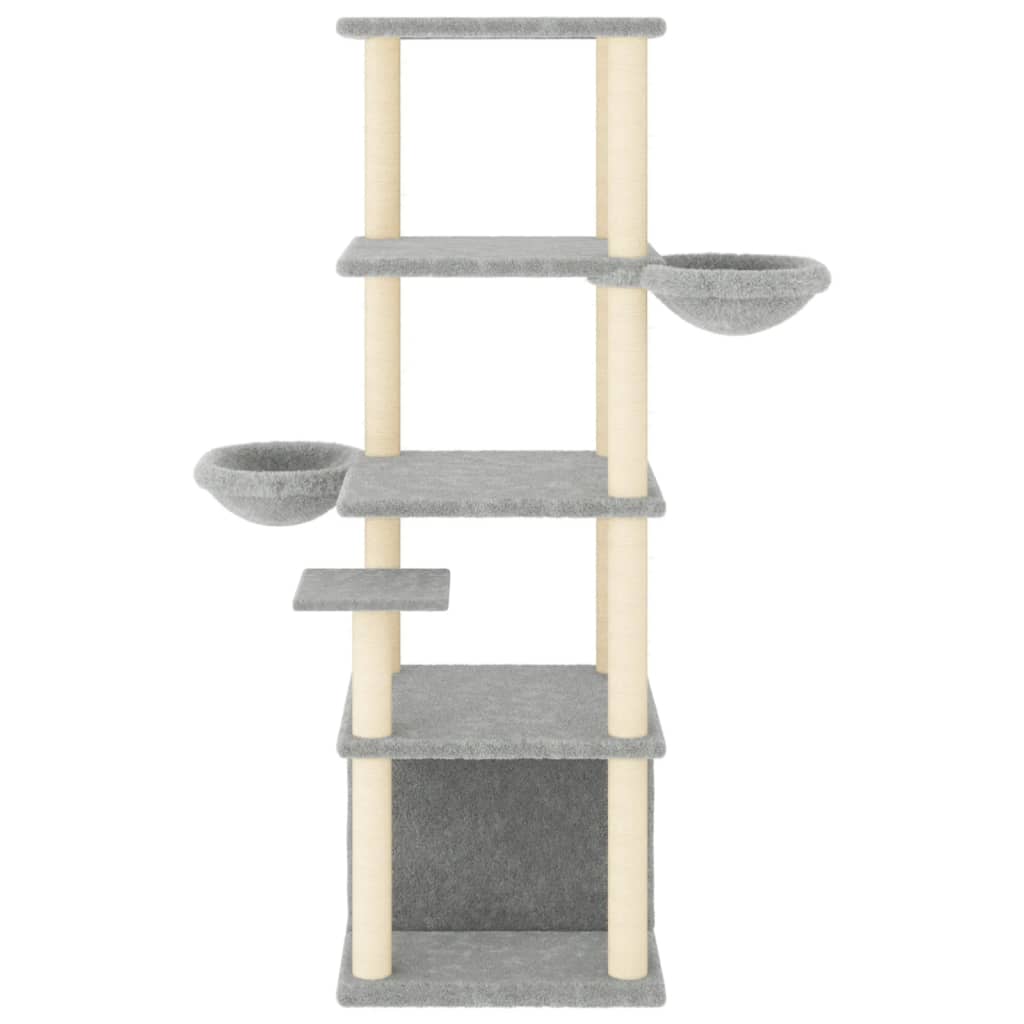 Cat Tree with Sisal Scratching Posts Light Grey 147 cm