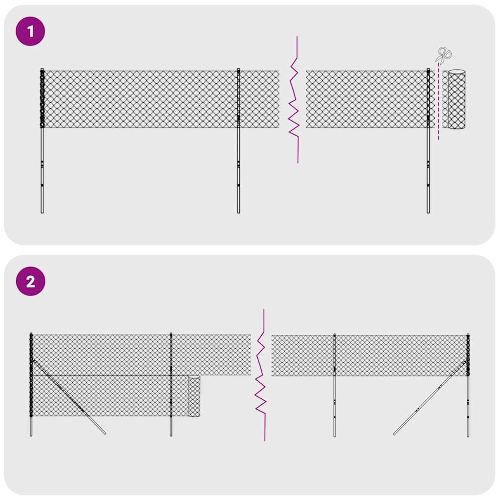 Chain Link Fence with Spike Anchors Green 1.4x25 m