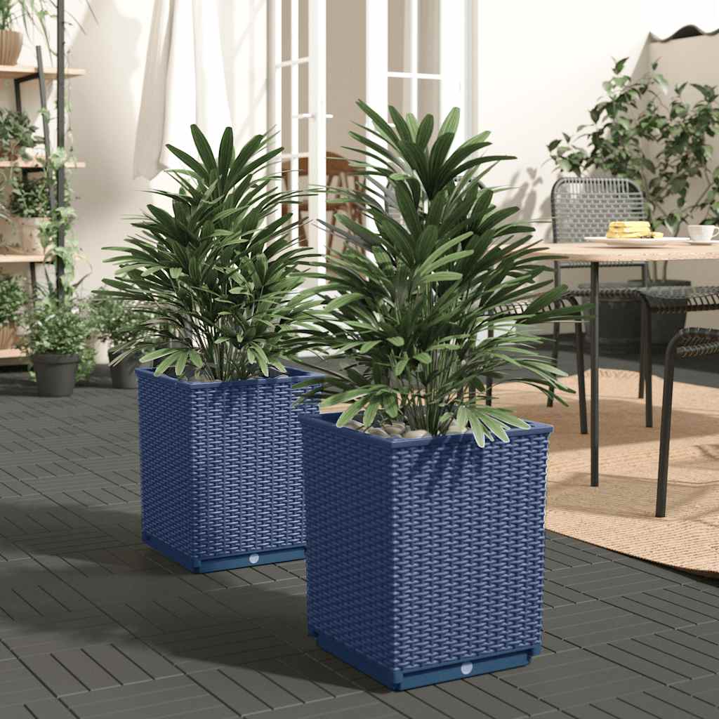 Planters 2 pcs Blue Grey 30x30x37 cm Polypropylene