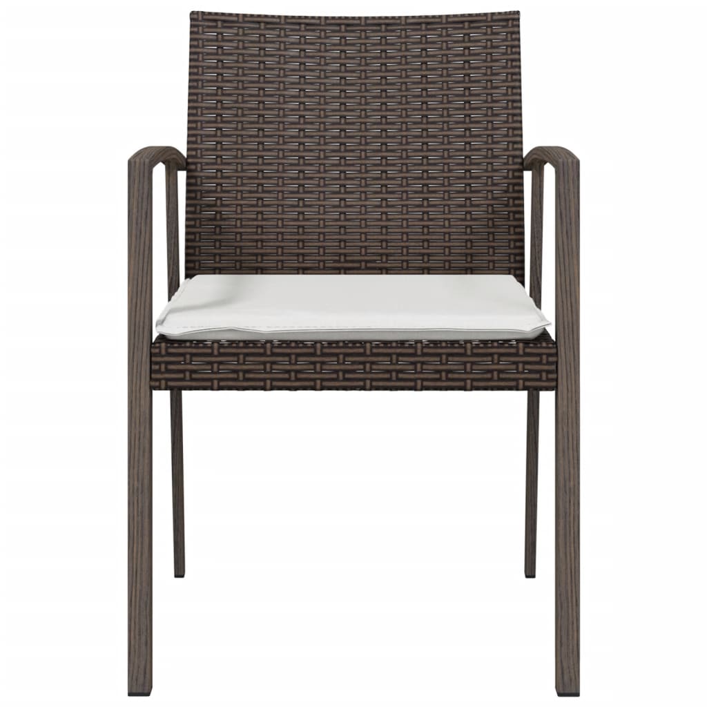 Garden Chairs with Cushions 2 pcs Brown 56.5x57x83 cm Poly Rattan
