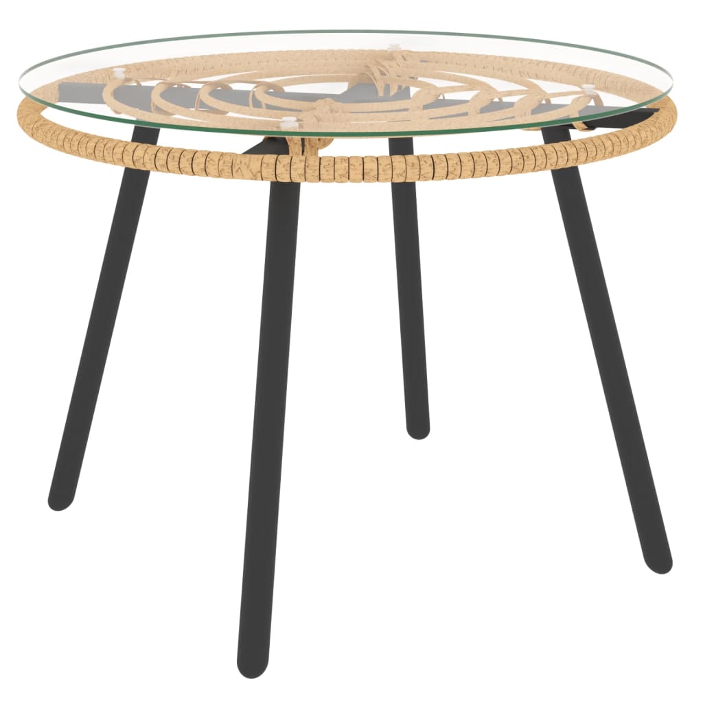 3 Piece Garden Lounge Set with Beige Cushions Poly Rattan