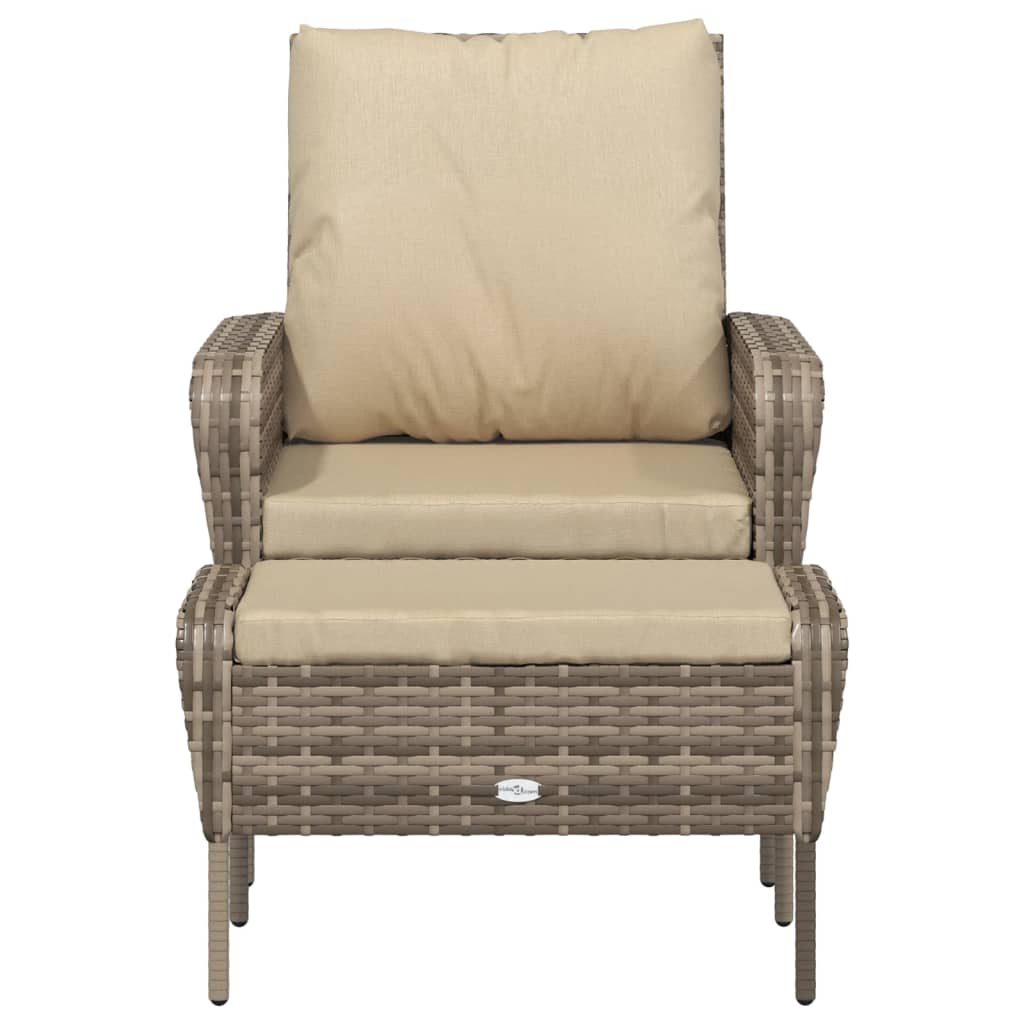Garden Chair with Footstool Light Brown Poly Rattan
