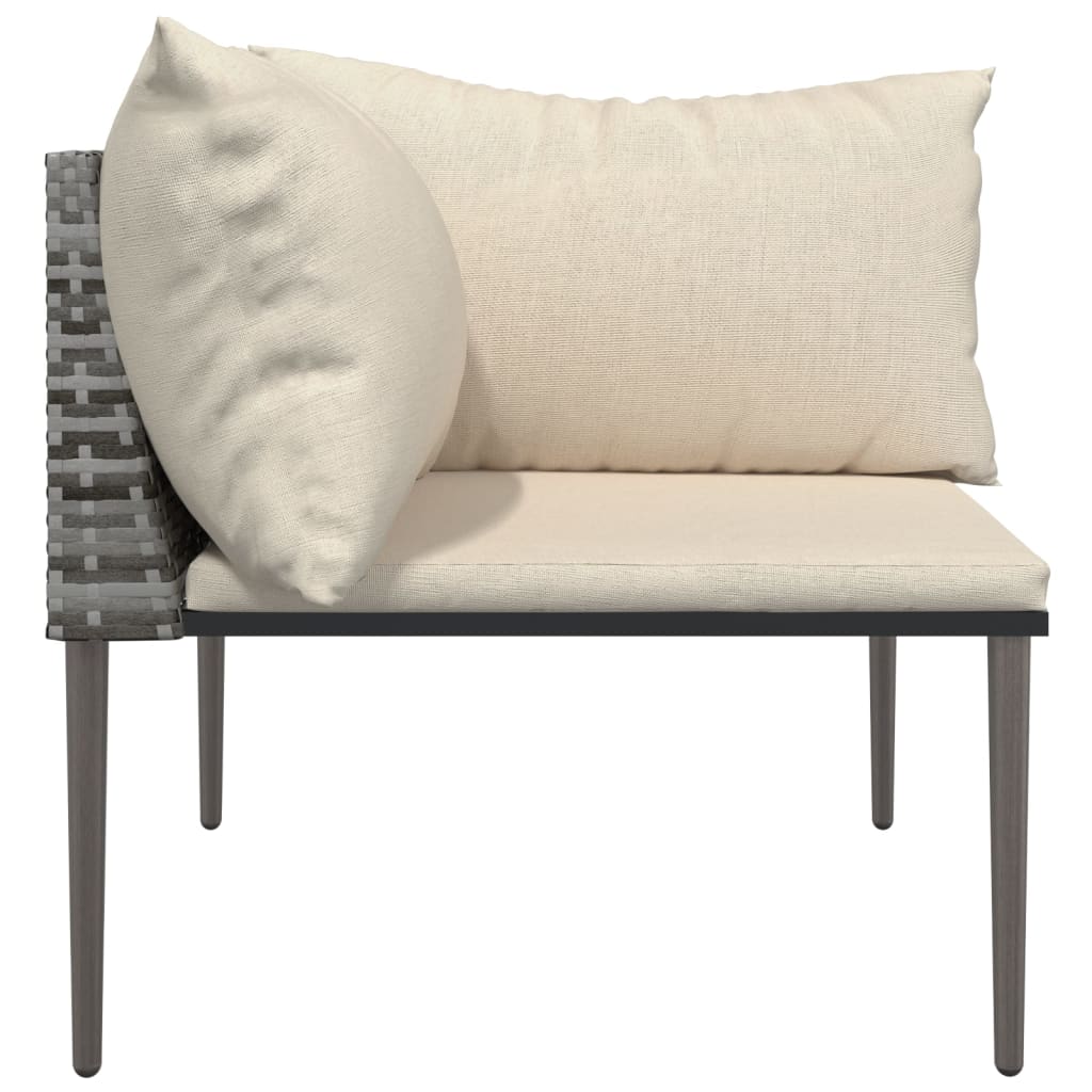 Garden Corner Sofa with Cushions Grey Poly Rattan