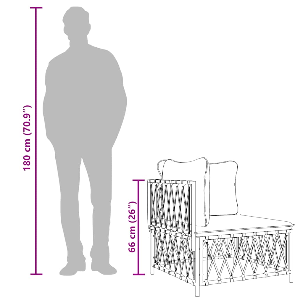 Garden Corner Sofa with Cushions White Woven Fabric