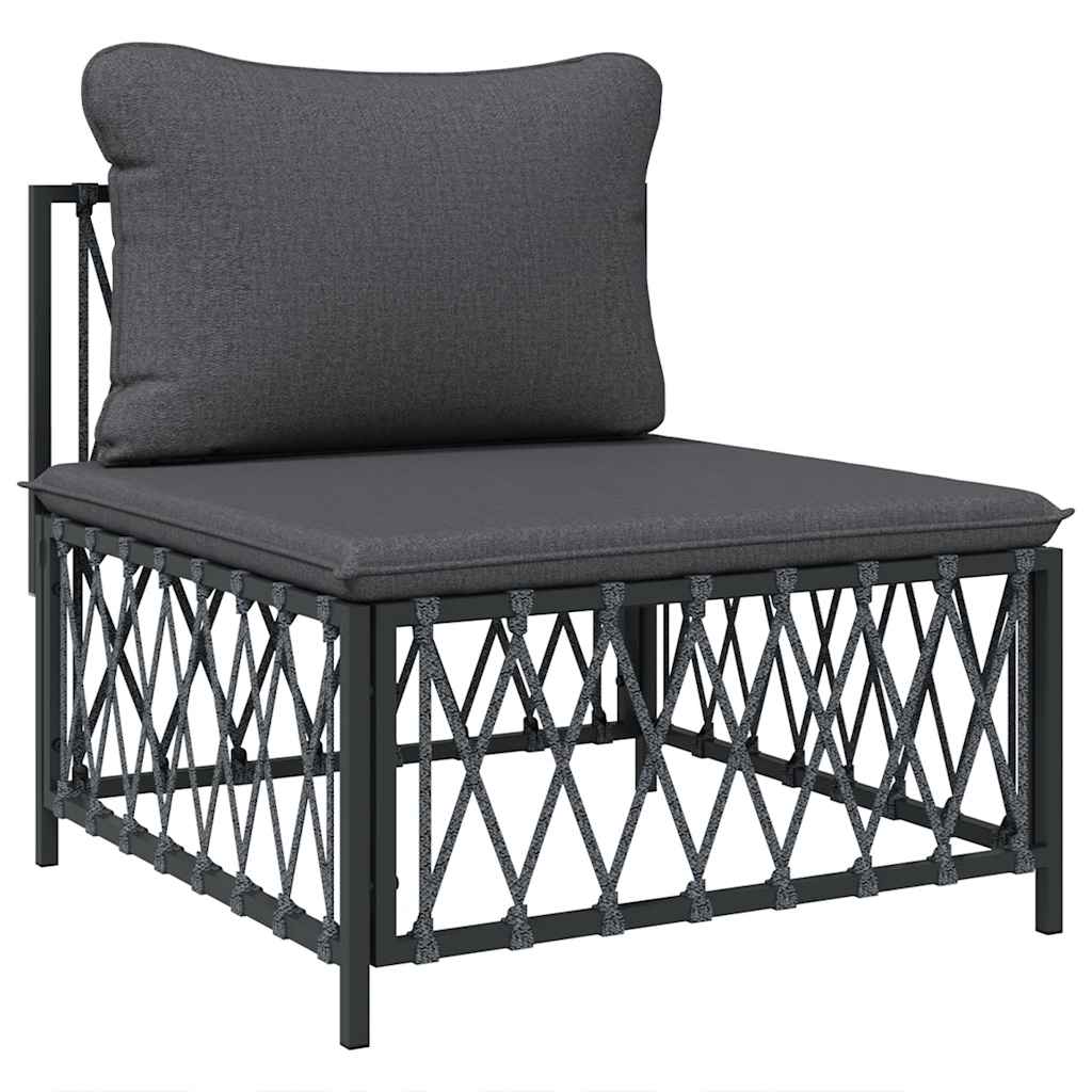 Garden Middle Sofa with Cushions Anthracite Woven Fabric