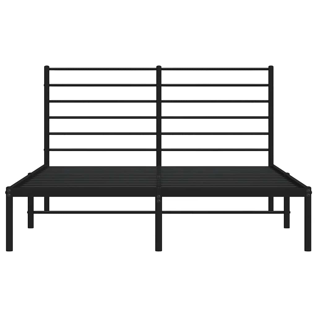 Metal Bed Frame without Mattress with Headboard Black 135x190 cm