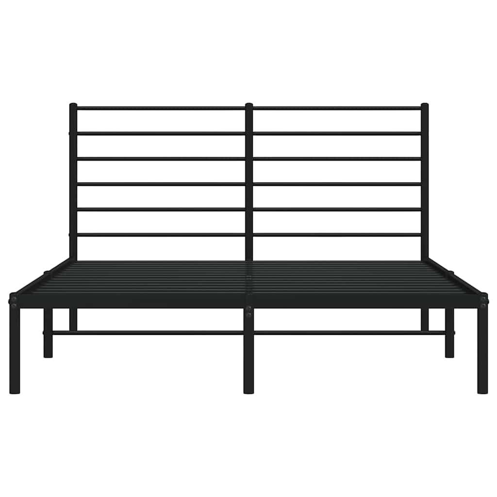 Metal Bed Frame without Mattress with Headboard Black 150x200 cm