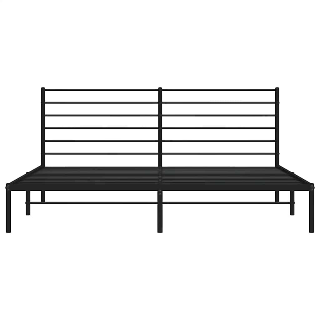 Metal Bed Frame without Mattress with Headboard Black 183x203 cm King