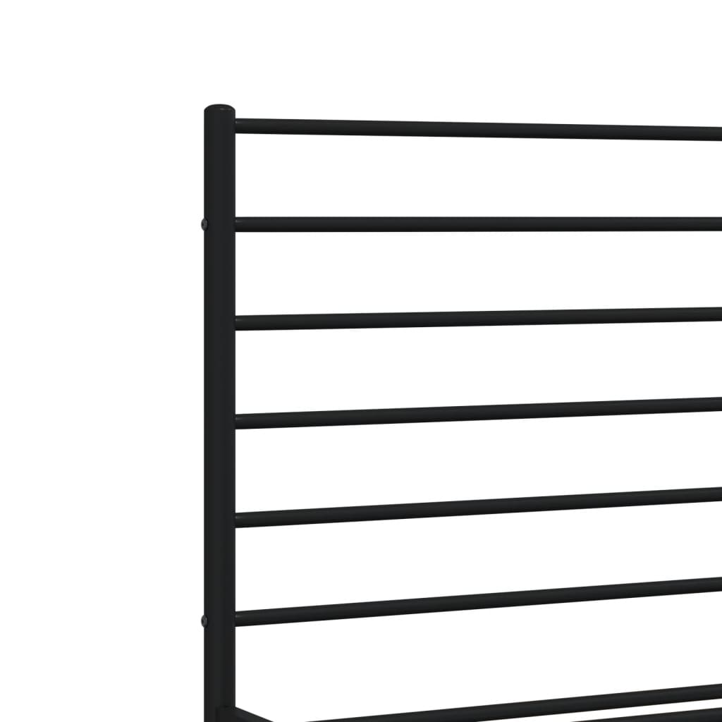 Metal Bed Frame without Mattress with Headboard Black 183x203 cm King