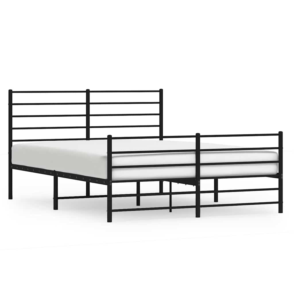 Metal Bed Frame without Mattress with Footboard Black 150x200 cm
