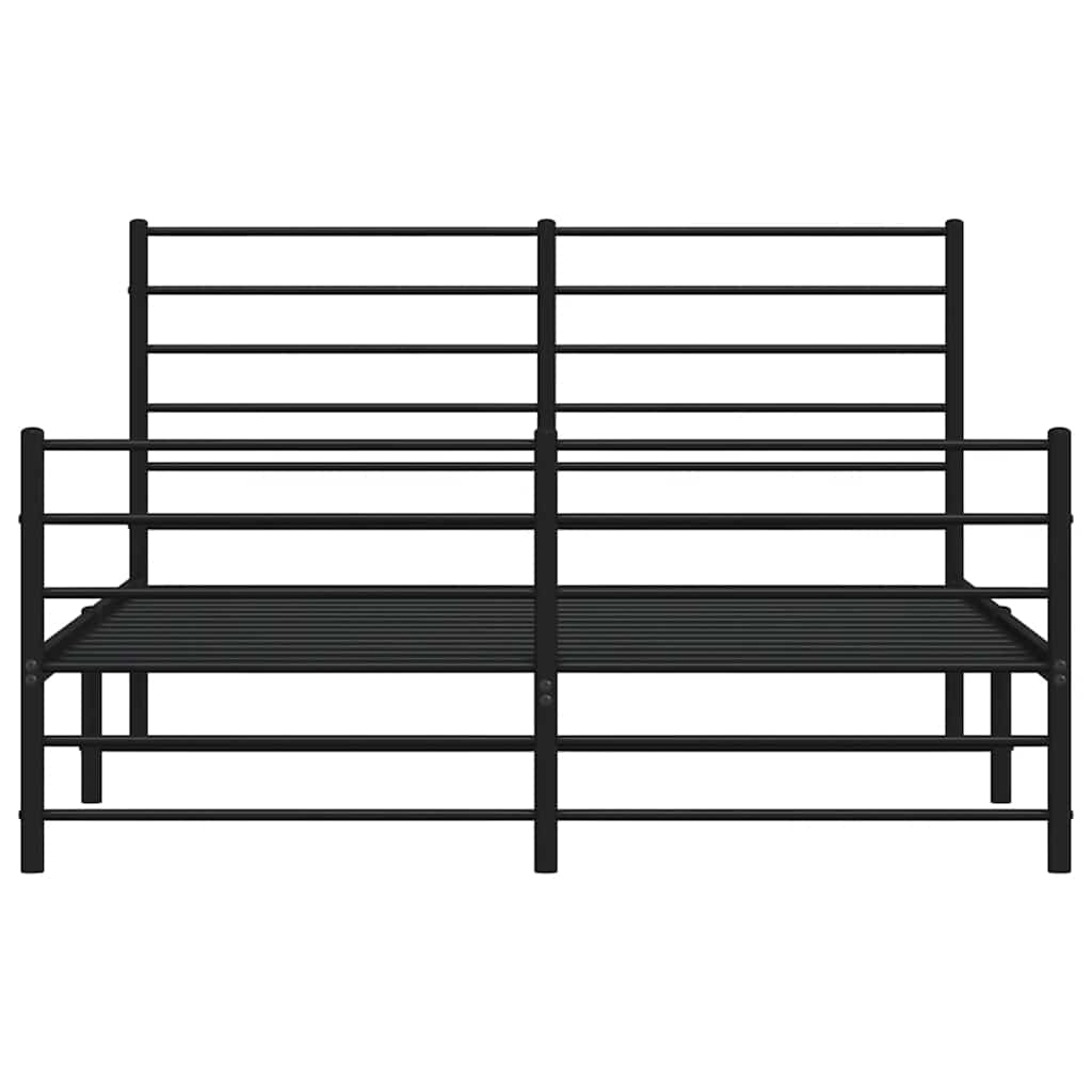 Metal Bed Frame without Mattress with Footboard Black 150x200 cm