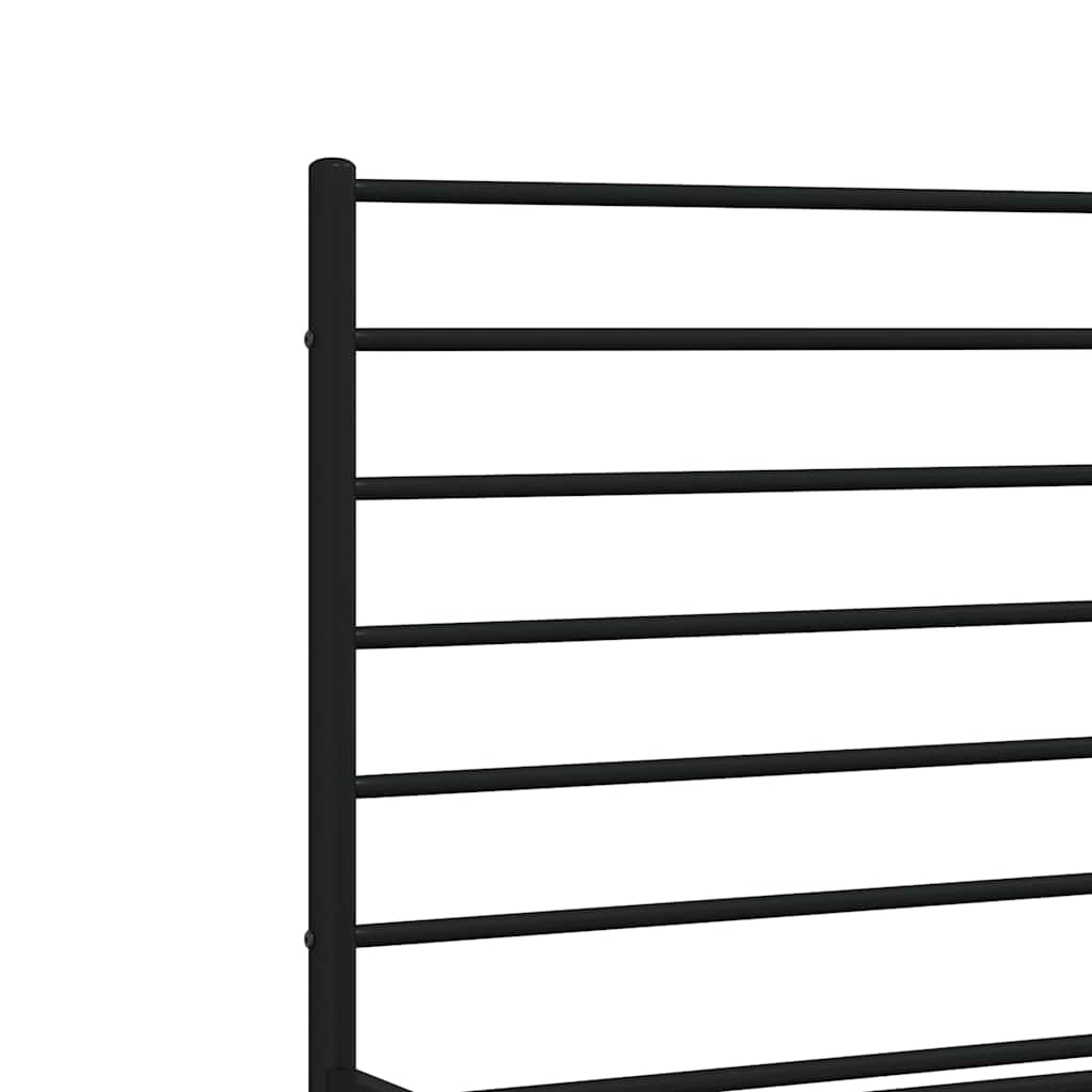 Metal Bed Frame without Mattress with Footboard Black 150x200 cm