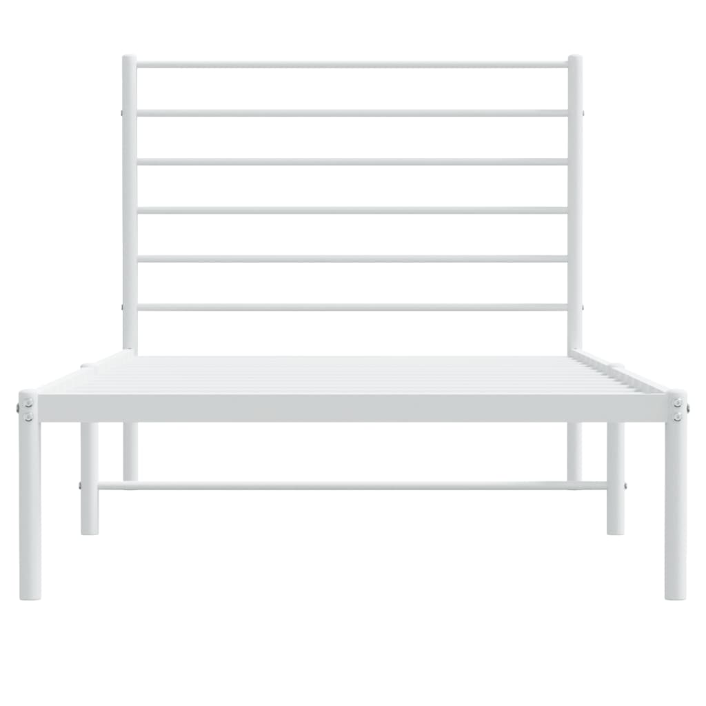 Metal Bed Frame without Mattress with Headboard White 90x190 cm
