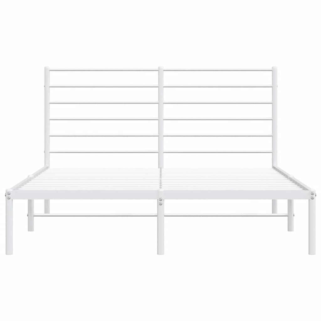 Metal Bed Frame without Mattress with Headboard White 135x190 cm
