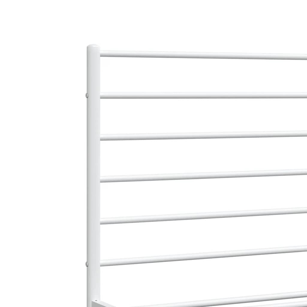 Metal Bed Frame without Mattress with Headboard White 135x190 cm