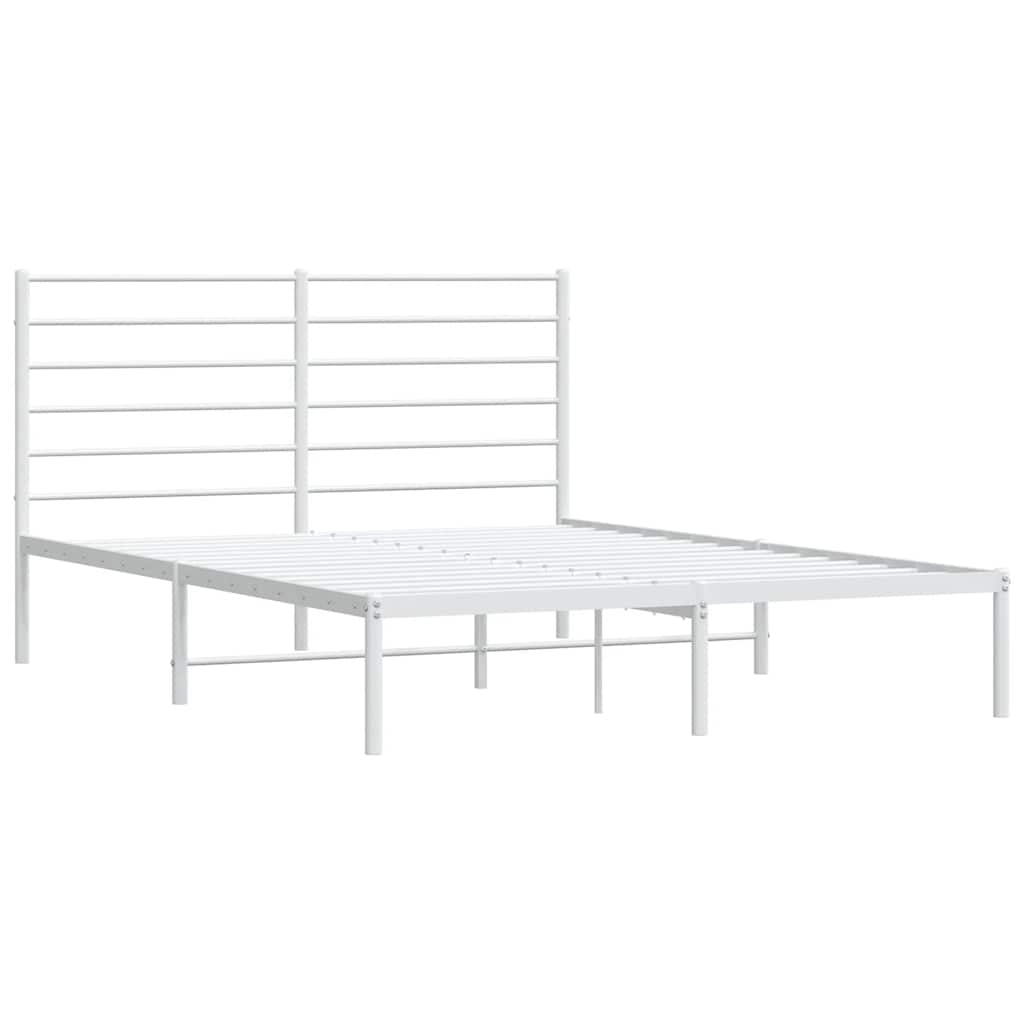 Metal Bed Frame without Mattress with Headboard White 150x200 cm