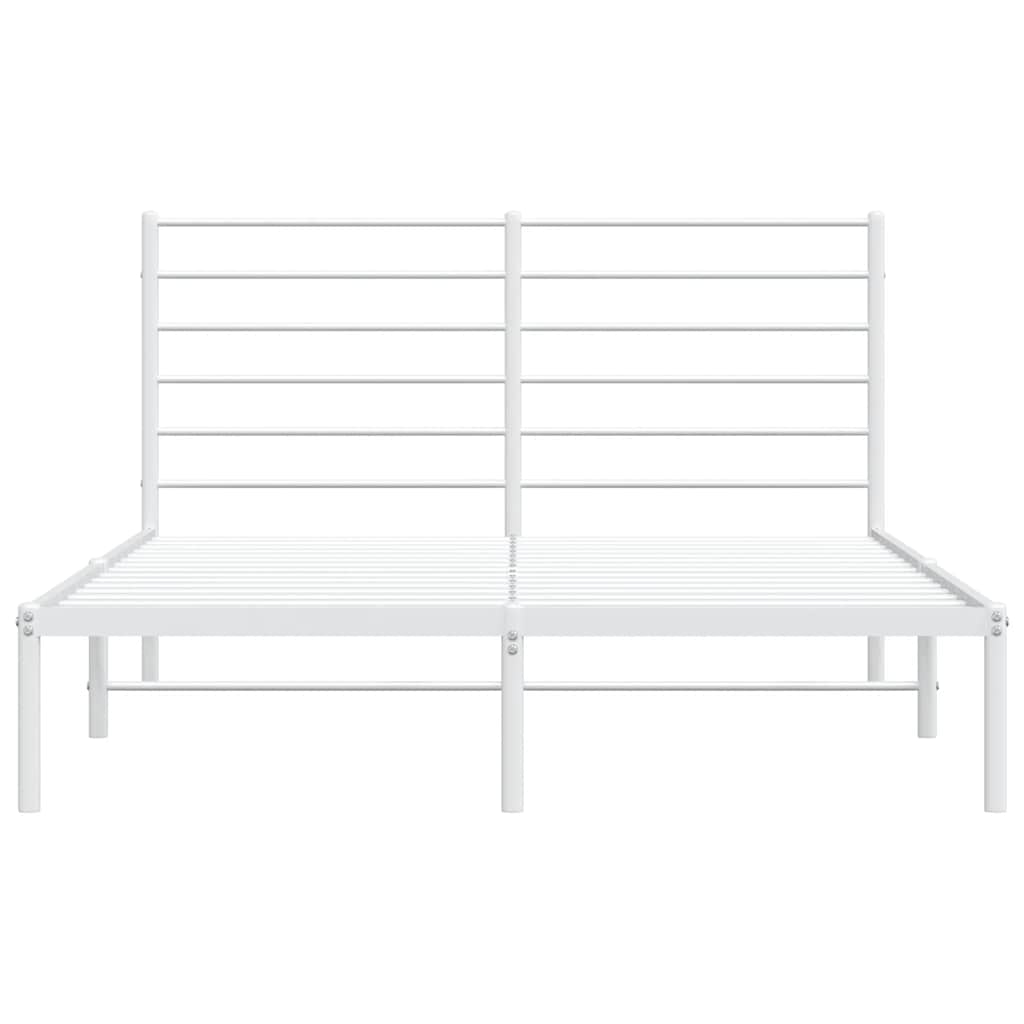Metal Bed Frame without Mattress with Headboard White 150x200 cm
