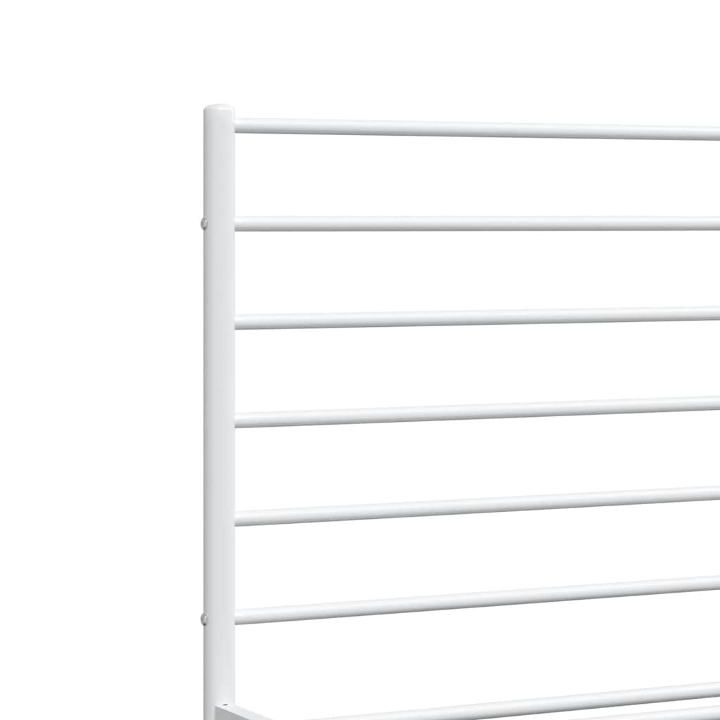 Metal Bed Frame without Mattress with Headboard White 150x200 cm