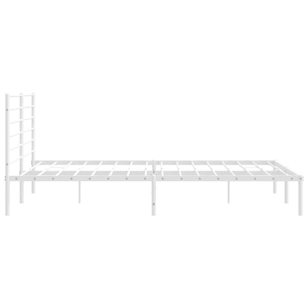 Metal Bed Frame without Mattress with Headboard White 183x203 cm King