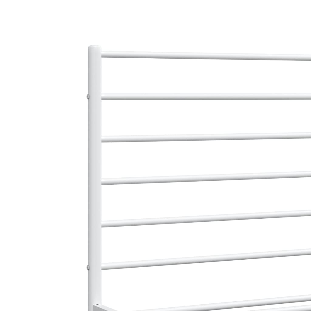 Metal Bed Frame without Mattress with Headboard White 183x203 cm King