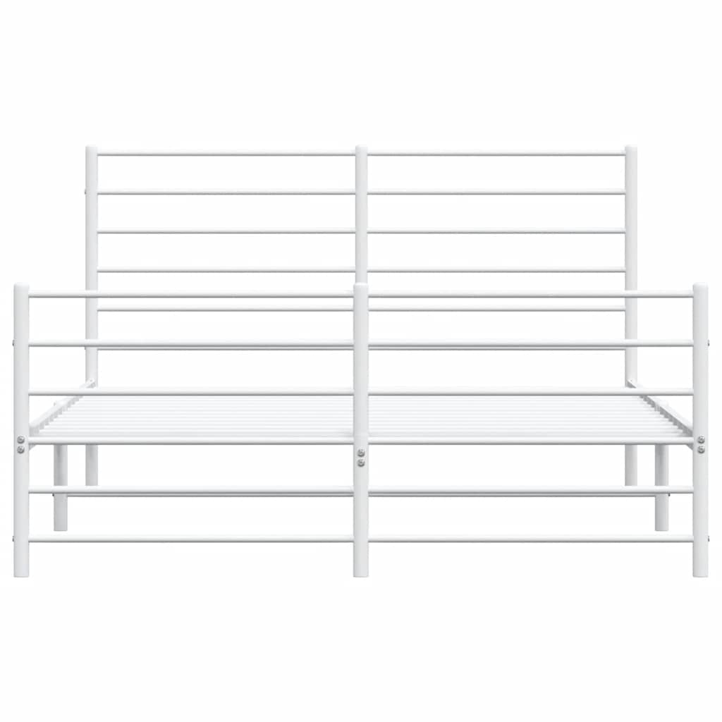Metal Bed Frame without Mattress with Footboard White 135x190 cm