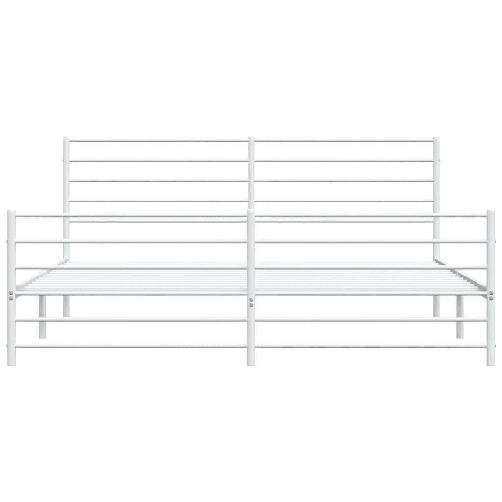 Metal Bed Frame without Mattress with Footboard White 183x203 cm King