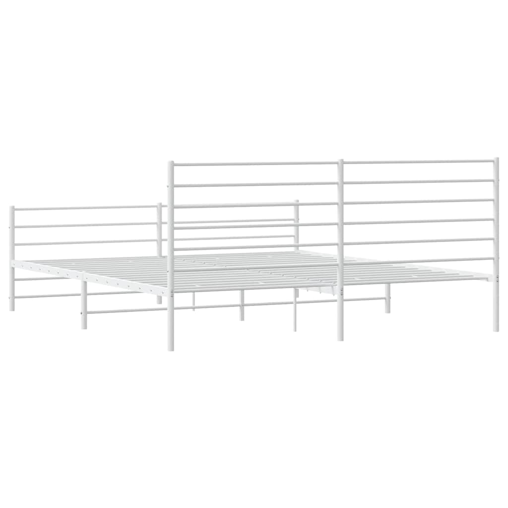 Metal Bed Frame without Mattress with Footboard White 183x203 cm King