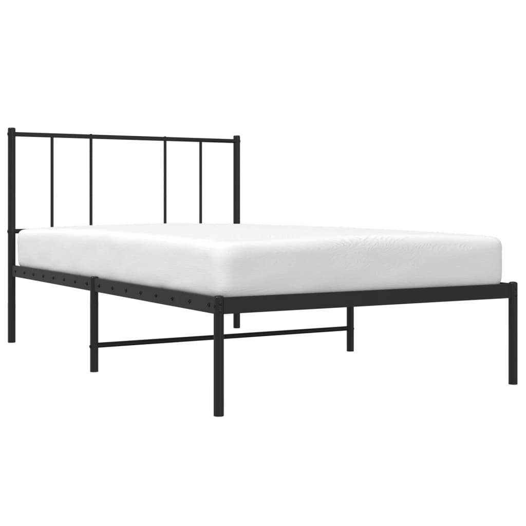 Metal Bed Frame without Mattress with Headboard Black 90x190 cm