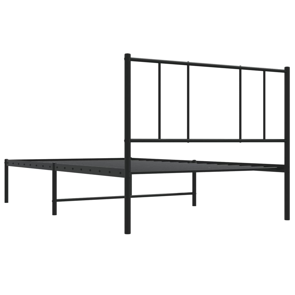 Metal Bed Frame without Mattress with Headboard Black 90x190 cm