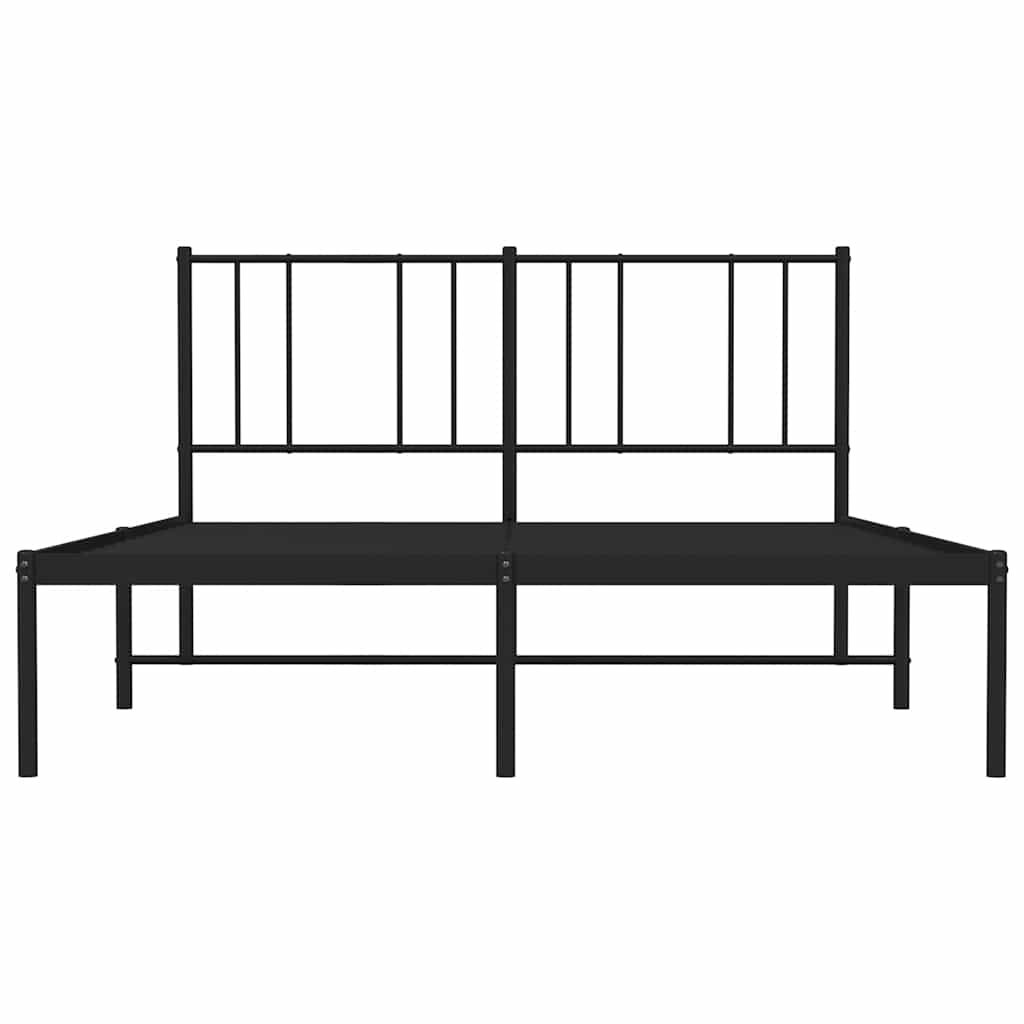 Metal Bed Frame without Mattress with Headboard Black 135x190 cm