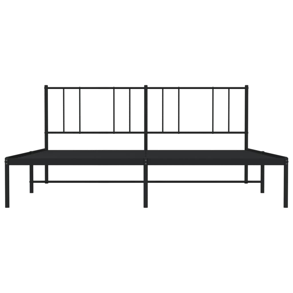 Metal Bed Frame without Mattress with Headboard Black 183x203 cm King