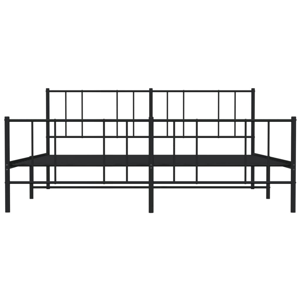 Metal Bed Frame without Mattress with Footboard Black 183x203 cm King